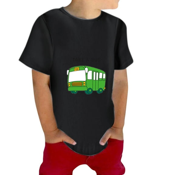 TOOYOU Boys Summer T-Shirt Toddler Short Sleeve Tee Tops Cartoon Car Design For Baby Babies Kids Size 6-7 Years Black