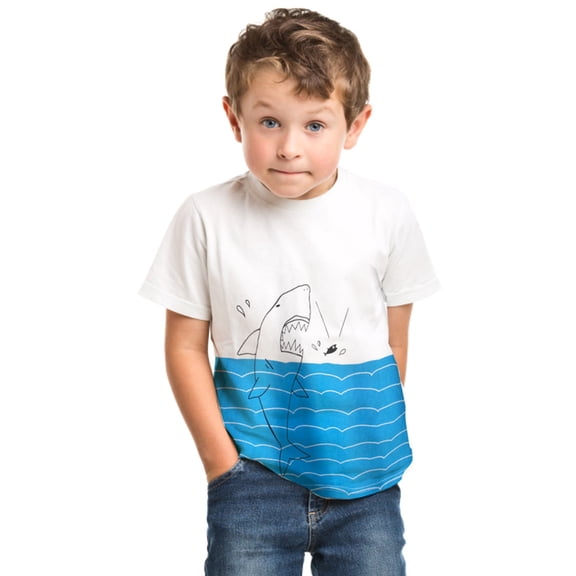 TOOYOU Boys Summer T-Shirt Toddler Short Sleeve Tees Casual Pattern Crewneck Top Clothes Size 7-8 Years Sky Blue