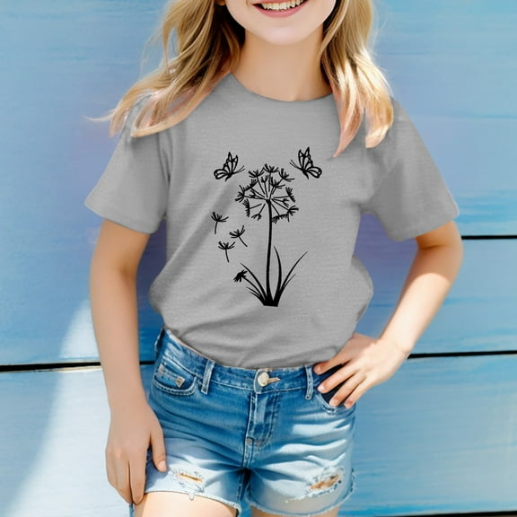 TOOYOU Boys Summer T-Shirt Unisex Kids Print Tee Blue Cat Funny T Shirts Top Size 10-11 Years Grey