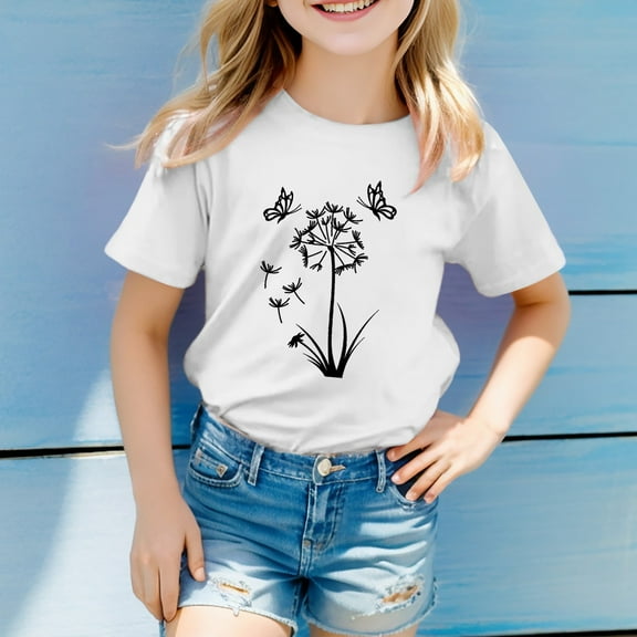 TOOYOU Boys Summer T-Shirt Unisex Kids Print Tee Blue Cat Funny T Shirts Top Size 10-11 Years White