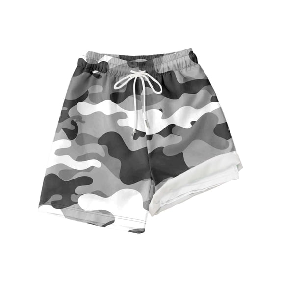 TOOYOU Boys Swim Trunks Hawaii Beach Shorts With Stretch Fabric Comfortable Summer Colorful Camouflage Print Swimming Shorts Back To School Shorts For Boys Size 5-6 Years Grey