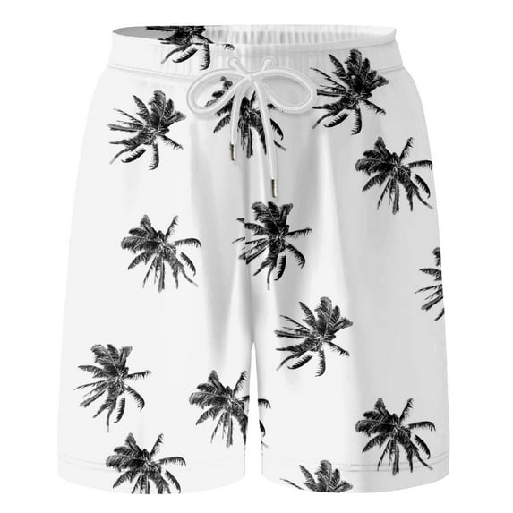 TOOYOU Boys Swim Trunks With Drawstring Elastic Waist Summer Casual Hawaii Holiday Beach Floral Shorts Versatile Shorts For Boys Size 6-7 Years White