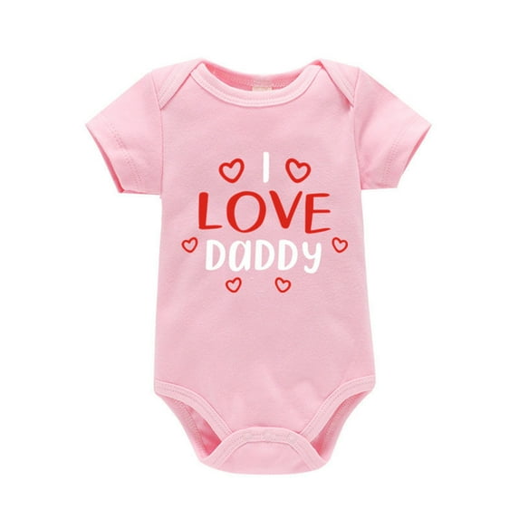 TOOYOU Boys Valentine'S Day Bodysuit Toddler New Baby Boy Girls Onesies Letter Heart Prints Shorts Sleeves Jumpsuit Boy Romper Size 6-9 Months Pink