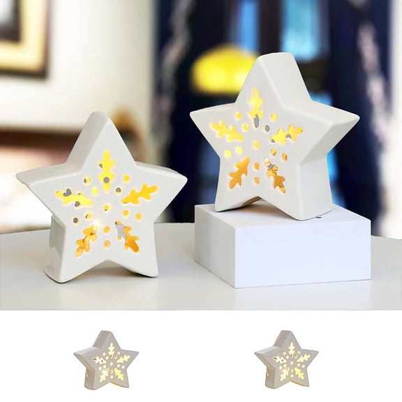 TOOYOU Christmas Desktop Ornament Ceramic Luminous Star Scene Layout Decorations Christmas Holiday Decorations For Party Home
