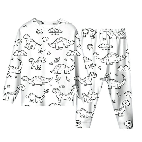 TOOYOU Color Your Own Pajamas For Boys Girls Soft 2-Piece Pajama For Boy And Girl Coloring Pajamas For Kids With Markers Trendy Soft Pjs Set For Toddler White Size 8-9 Years