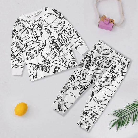 TOOYOU Coloring Pajamas For Kids Funny Diy Hand Print Pajamas Toddler Boy Girls Outfits Comfortable Long Sleeve Sleepwear You Can Color On Pajamas Set Toddler Cotton Pj Set White Size 3-4 Years