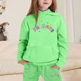 thumbnail image 1 of TOOYOU Girls 2 Pieces Sweatsuits Outfits Letter Printing Pullover Hoodie Tops And Sweatpants Tracksuit Set Elegant Children Clothing Set Green Size 4-5 Years, 1 of 4
