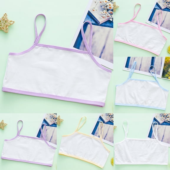 TOOYOU Girls Bra Seamless Sports Bra Training Solid Color Teen Bra Camisole Style Lightweight Seamless Crop Top Comfort Underwear Size 8-12 Years