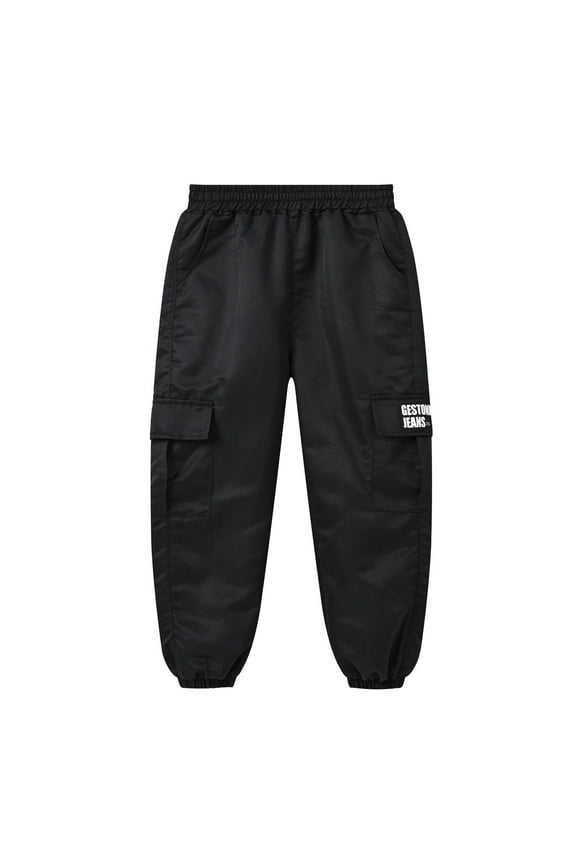 Girls Cargo Pants Kids Fashion Hip Hop Elastico Close Pants With Pockets Loose Trousers Versatile Casual Trousers For Sweet Girls Size 5-6 Years Black