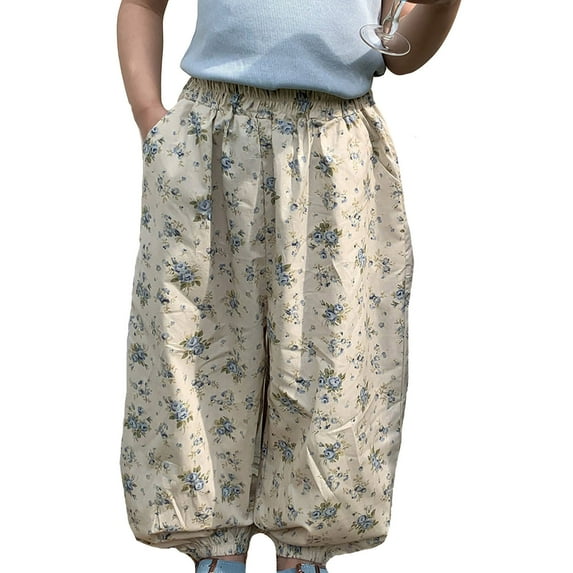 TOOYOU Girls Cargo Pants Toddler Baby Classic Personality Fashion Print Long Pants Summer Fall Harem Pants Versatile Casual Trousers For Sweet Girls Size 18-24 Months Beige