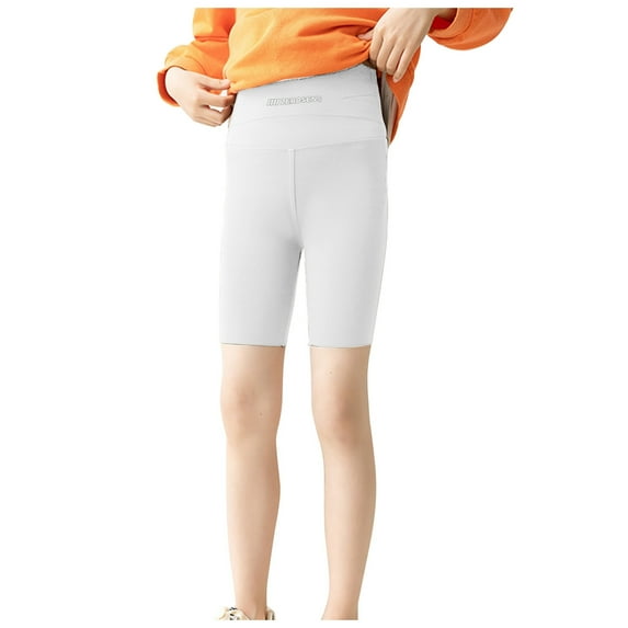 TOOYOU Girls Casual Shorts Summer Knee-Length Shorts High Waisted Tight Fitting Yoga Shorts Slim Breathable Sports Cycling Shorts Breathable Shorts For Girls Size 4-5 Years White