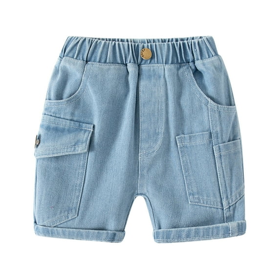 TOOYOU Girls Denim Shorts Kids Toddler Baby Unisex Solid Spring Summer Jeans Shorts With Pocket Versatile Shorts For Girls Size 2-3 Years Light Blue