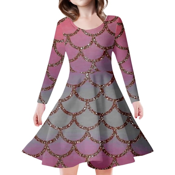 TOOYOU Girls Dresses Children'S Flash Sequin Fashion Slim Dress Sweet Girl Elegant Sundress ,Size 8-9 Years , Red