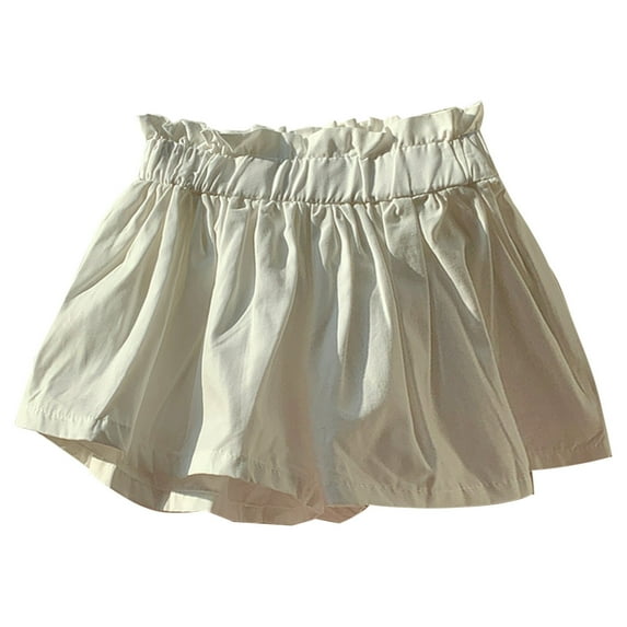 TOOYOU Girls Dresses Mini Pleated Skirt Bud Skirts Summer Ruffle Tutu Skirt With Shorts Underneath Toddler Girls Durable Everyday Sundress Size 4-5 Years ,White