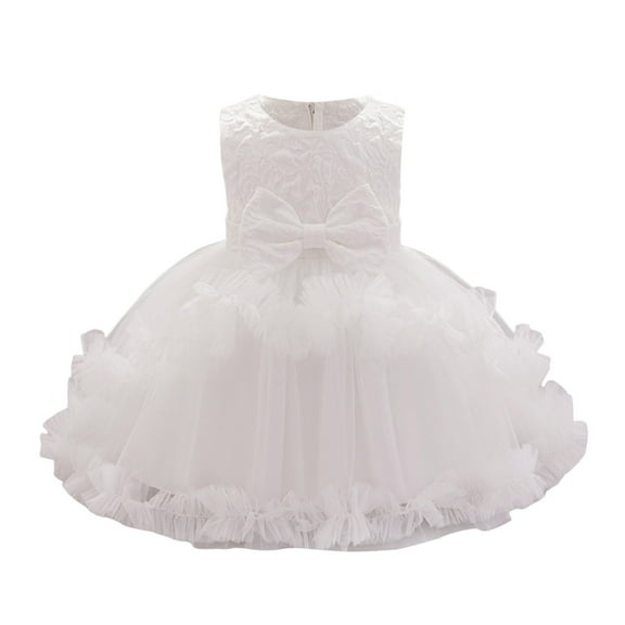 TOOYOU Girls Dresses Toddler Sleeveless Prints Dress Dance Party Dresses Sweet Girl Theme Party Sundress ,Size 6-12 Months , White