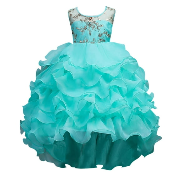 TOOYOU Girls Dresses Toddler Spring Summer Tulle Sequins Glitter Dress For Performance Children Formal Clothes Cute Bow Dresses For Party Sweet Girl Adorable Sundress ,Size 140 , Green