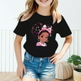 thumbnail image 1 of TOOYOU Girls Graphic T-Shirt Round Neck Short Sleeve Casual Tee Relaxed Fit Tops For Toddler Black Size 3-4 Years, 1 of 5