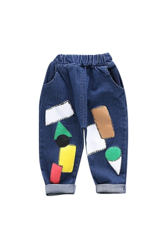 Girls Jeans Demin Pants 14Years Baby Kids Cartoon Denim Pants Trousers Versatile Casual Trousers For Sweet Girls Size 2-3 Years Dark Blue
