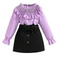 thumbnail image 1 of TOOYOU Girls Outfits Kids Skirt Outfits Long Sleeve Chiffon Frill Neck Cute Top Tee And Skirt Clothes Girls Leisure Sets Size 11-12 Years ,, 1 of 8