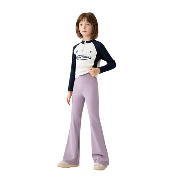 TOOYOU Girls Pants Leggings Yoga Pants Cute Kids Soft Full Length Comfy Leggings Fashionable Flare-Leg Pants Comfortable And Fashionable Trousers For Sweet Girls Size 8-9 Years