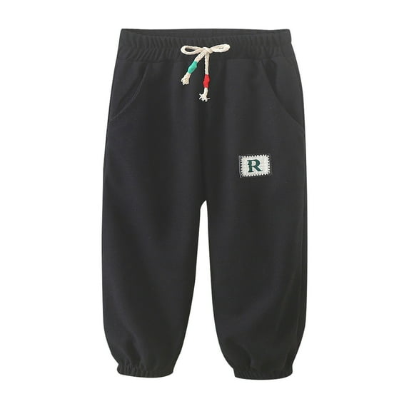 TOOYOU Girls Pants Toddler Kids Baby Solid Knitted Pants Athletic Active Jogger Pants Long Bottoms Trousers Lightweight Sports Trousers For Sweet Girls Size 5-6 Years Black