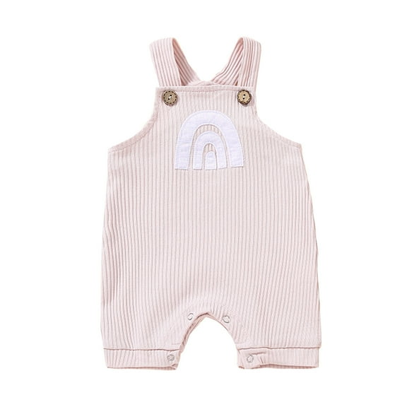 TOOYOU Girls Pants Trousers Baby Rainbow Overalls Toddler Suspender Jumpsuit Romper Ribbed Pants Classic Trousers For Sweet Girls Size 12-18 Months Pink