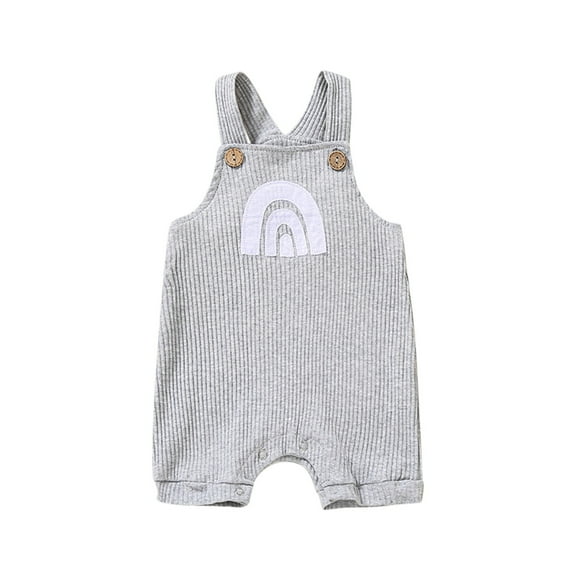 TOOYOU Girls Pants Trousers Baby Rainbow Overalls Toddler Suspender Jumpsuit Romper Ribbed Pants Versatile Casual Trousers For Sweet Girls Size 12-18 Months Grey