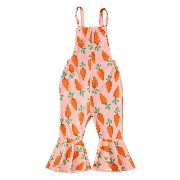 TOOYOU Girls Romper Easter Sleeveless Cartoon Prints Tops Bottoms Jumpsuit Leisure Playsuit Bodysuits For Toddler ,Size 3-4 Years Red