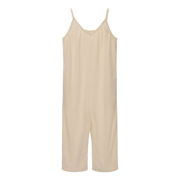 TOOYOU Girls Romper Kids Casual Sleeveless Wide Leg Jumpsuit Loose Overalls With Pockets Beige Size 6-7 Years