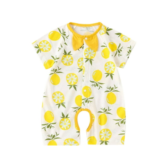 TOOYOU Girls Romper Print Infant Lemon Jumpsuit Fruit Baby Clothes Jumpsuit Leisure Playsuit Bodysuits For Toddler ,Size 9-12 Months Yellow