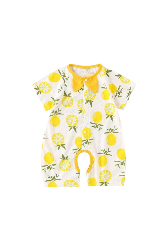 Girls Romper Print Infant Lemon Jumpsuit Fruit Baby Clothes Jumpsuit Leisure Playsuit Bodysuits For Toddler ,Size 9-12 Months Yellow