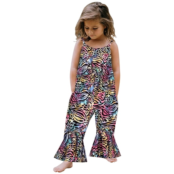 TOOYOU Girls Romper Summer Sleeveless Jumpsuit Leopard Print Outwear Lightweight Playsuit Bodysuits For Toddler ,Size 9-12 Months Hot Pink
