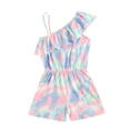 thumbnail image 1 of TOOYOU Girls Romper Summer Sleeveless Prints Casual One Shoulder Sling Jumpsuit Holiday Pajama Playsuit Bodysuits For Toddler ,Size 6-7 Years Pink, 1 of 7