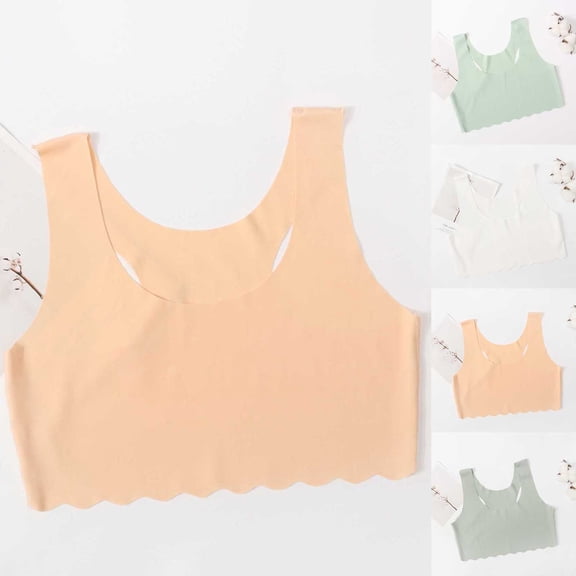 TOOYOU Girls Seamless Sports Training Crop Top Bra Camisole Style Kids Lightweight Seamless Bra Comfort Underwear Size 9-13 Years