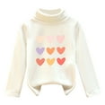 thumbnail image 1 of TOOYOU Girls Shirts High Collar And Velvet For Warmth Soft Tops Solid Color Heart Print Long Sleeved T-Shirt Size 9-10 Years, 1 of 3