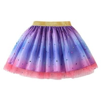 TOOYOU Girls Skirts Children Holiday Party Tutu Starlight Vel Rainbow Party Dance Skirts Sweet Girl Basic Short Skirt Size 18-24 Months Pink