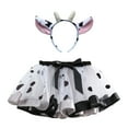 thumbnail image 1 of TOOYOU Girls Skirts Cow Polka Dot Printed Mesh Tutu Skirt Festival Party Dance Performance Skirt Ballet Skirt With Headband Sweet Girl Basic Short Skirt Size 6-8 Years White, 1 of 7