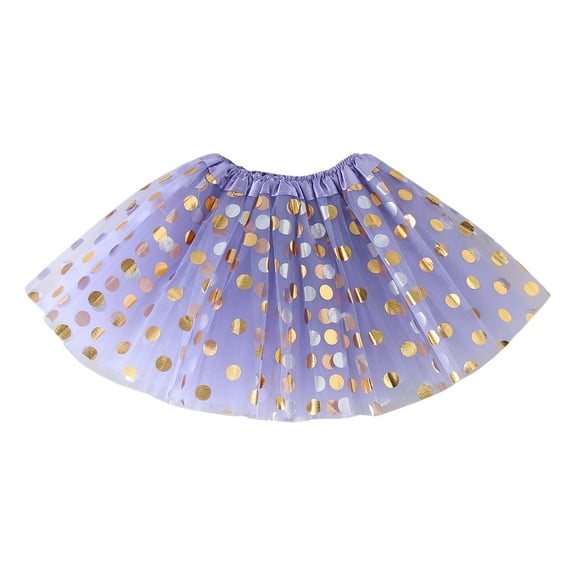 TOOYOU Girls Skirts Dance Dress With Golden Polka Dots Girls Mesh Layered Sparkle Party Tulle Tutu Skirt Sweet Girl Basic Short Skirt One Size Light