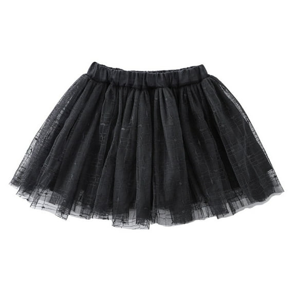 TOOYOU Girls Skirts Embroidery Tutu Skirt With Plaid Striped Rainbow Flower Sweet Girl Summer Short Skirt Size 12-24 Months Black