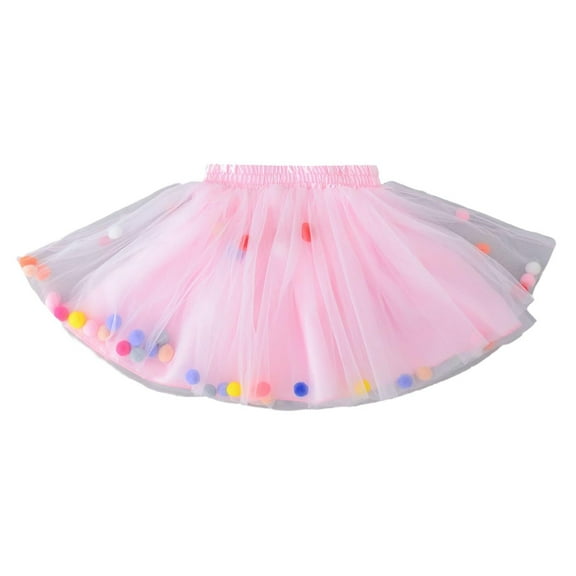 TOOYOU Girls Skirts Fashion And Leisure Layered Party Mesh Tulle Tutu Skirts Ballet Dance Skirts Sweet Girl Basic Short Skirt Size 5-6 Years Pink