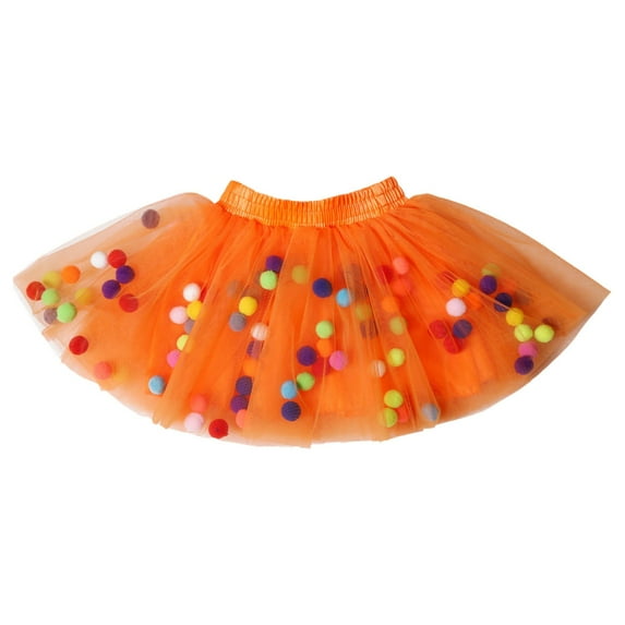 TOOYOU Girls Skirts Fashion And Leisure Layered Party Mesh Tulle Tutu Skirts Ballet Dance Skirts Sweet Girl Classic Short Skirt Size 3-4 Years Orange