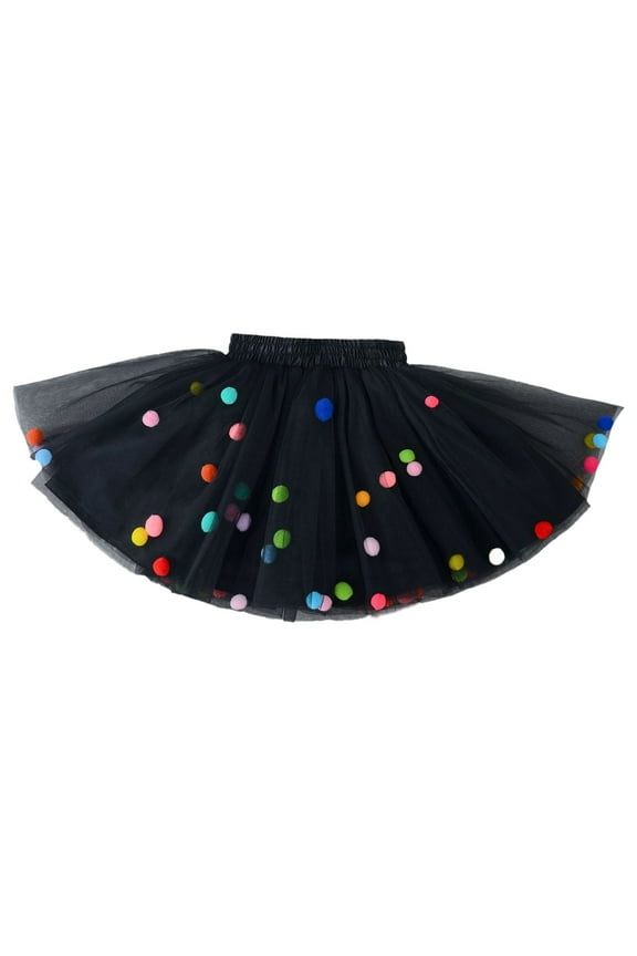 Girls Skirts Fashion And Leisure Layered Party Mesh Tulle Tutu Skirts Ballet Dance Skirts Sweet Girl Summer Short Skirt Size 5-6 Years Black