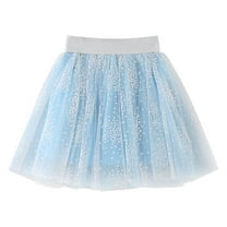 TOOYOU Girls Skirts Kids Ballet Mesh Tulle Tutu Skirts Polka Dot Prints Solid Colour Dance Skirt Sweet Girl Summer Short Skirt Size 2-3 Years Blue