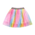 thumbnail image 1 of TOOYOU Girls Skirts Kids Ballet Tie Dye Skirts Party Rainbow Star Dance Skirt Gradient Mesh Tulle Tutu Skirts Sweet Girl Basic Short Skirt Size 5-6 Years Pink, 1 of 4