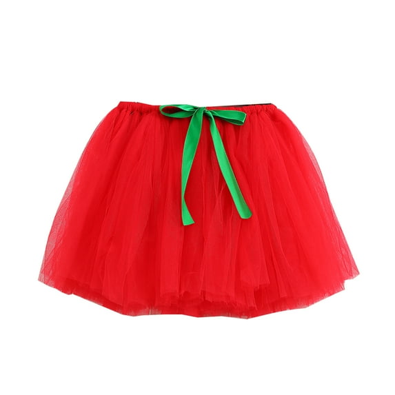 TOOYOU Girls Skirts Kids Holiday Party Dance Party Layered Party Mesh Tulle Tutu Skirts Sweet Girl Summer Short Skirt Size 9-11 Years Red