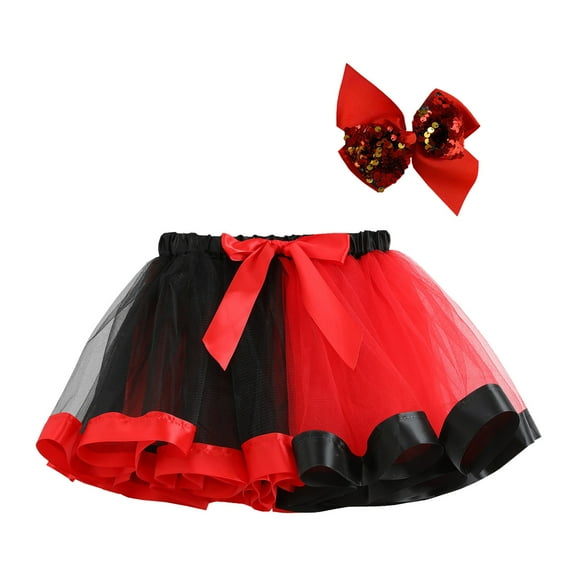 TOOYOU Girls Skirts Kids Holiday Party Dance Party Patchwork Colour Layered Party Mesh Tulle Tutu Skirts Sweet Girl Summer Short Skirt Size 2-4 Years Red