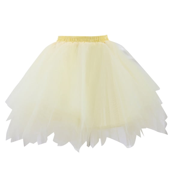 TOOYOU Girls Skirts Kids Rainbow Colorful Layered Party Mesh Tulle Tutu Skirts Sweet Girl Summer Short Skirt One Size Light Yellow