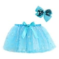 thumbnail image 1 of TOOYOU Girls Skirts Sequin Layered Party Mesh Tulle Tutu Skirts Dance Performance Ballet Skirt+Hairpin Two Piece Set Sweet Girl Basic Short Skirt Size 5-8 Years Sky Blue, 1 of 3