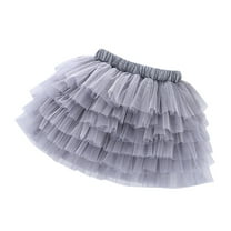 TOOYOU Girls Skirts Solid Color Tiered Skirt Toddler Layered Party Mesh Tulle Tutu Skirts Sweet Girl Basic Short Skirt Size 12-24 Months Grey