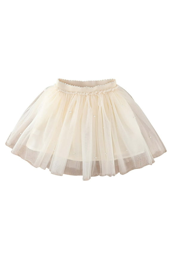 Girls Skirts Spring And Summer Layered Party Mesh Tulle Tutu Skirts Ballet Dance Skirts Sweet Girl Versatile Short Skirt Size 18-24 Months Beige